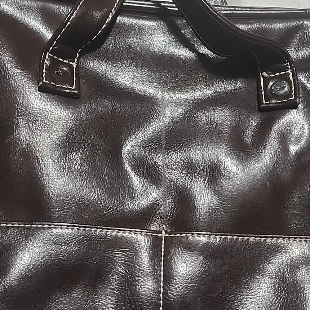 THIRTY-ONE  DARK BROWN  LEATHER EXTERIOR SHOULDER BAG 👜  PURSE. - Picture 2 of 9